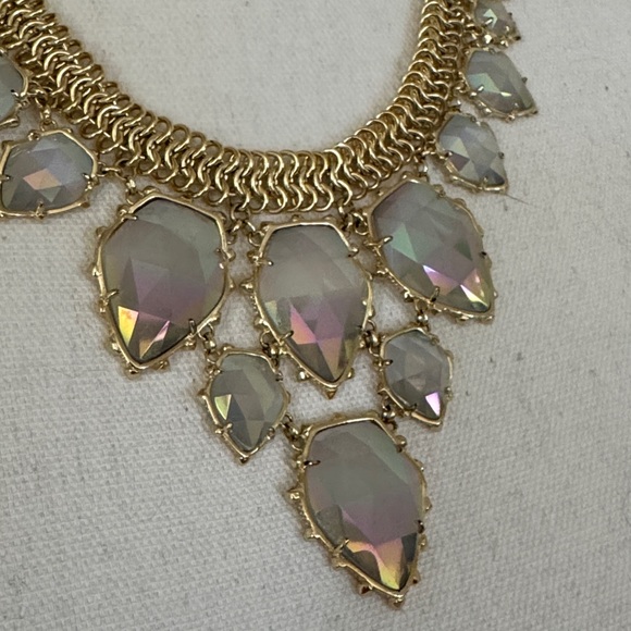 Vintage Kendra Scott Elegant Gretchen Statement Necklace Gold Iridescent Slate - Picture 8 of 17